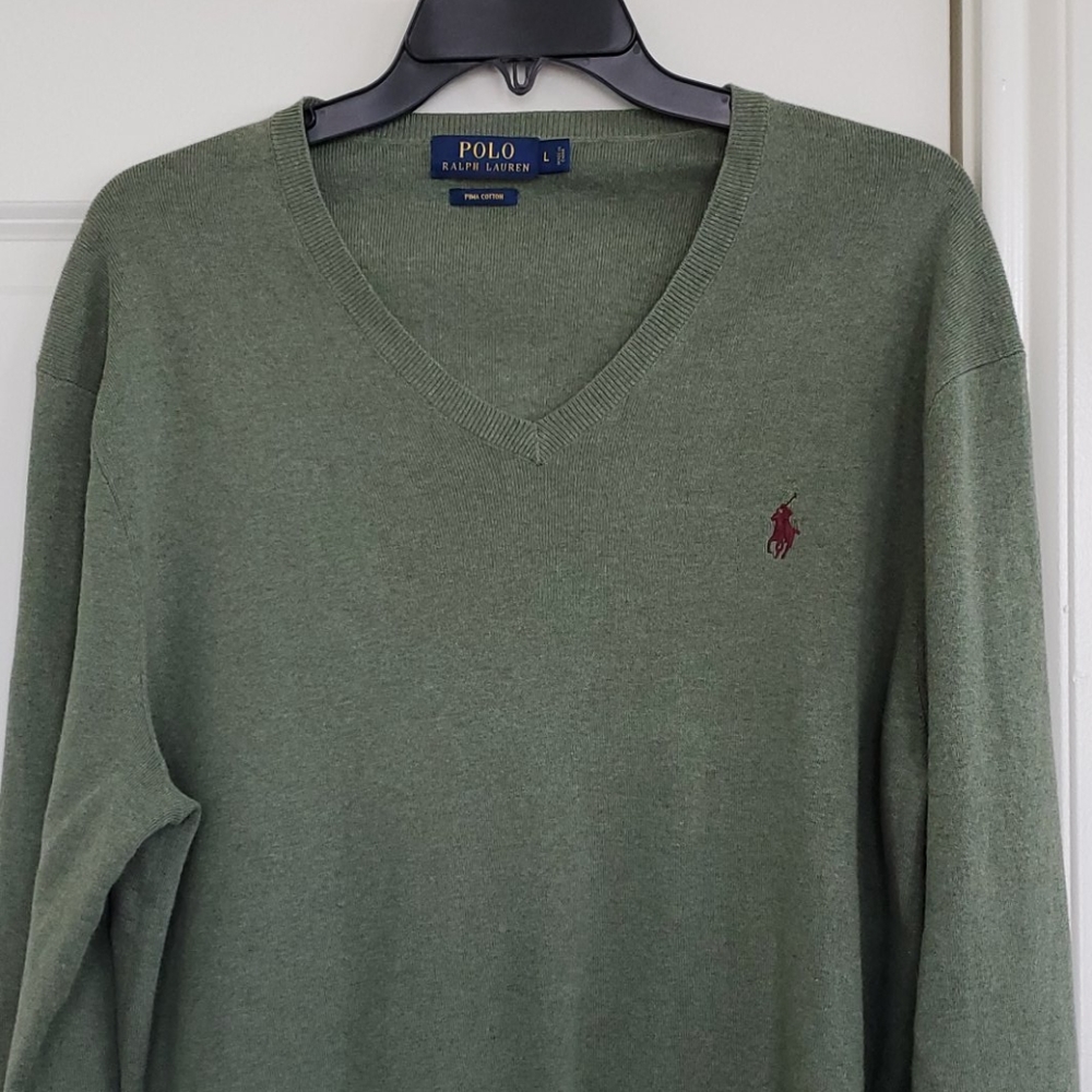 Polo by Ralph Lauren pima cotton v neck sweater L